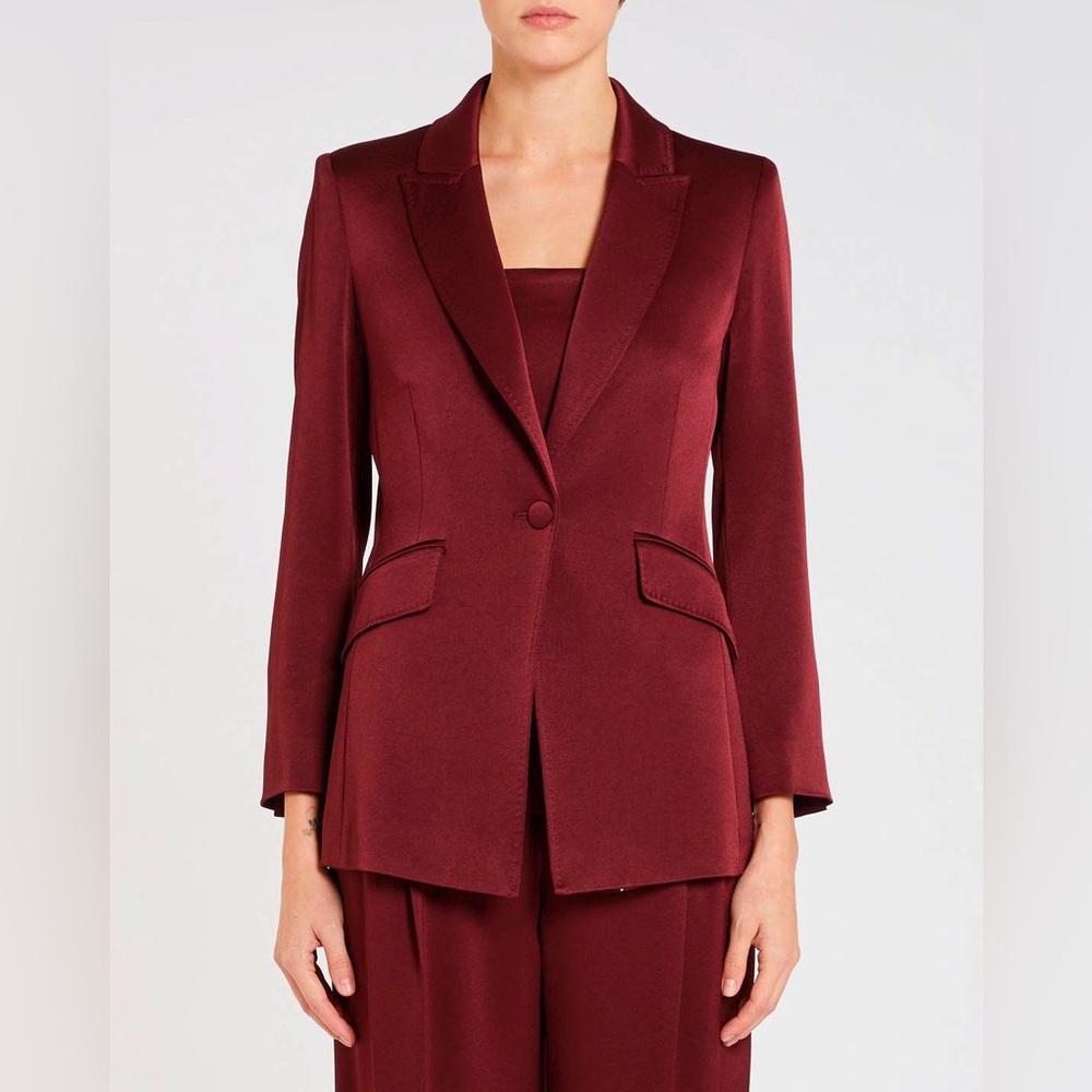 Marella By Max Mara Cognac Satin Jacket Size Small Pit 17